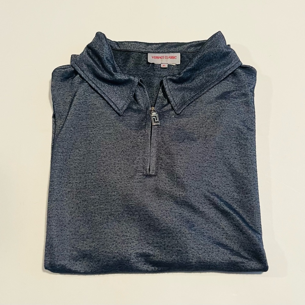 Versace Classic Men’s Grey Zipper Polo Shirt Size XL